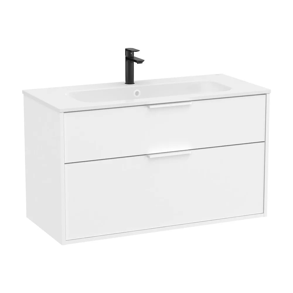 Mueble base compacto suspendido con dos cajones y lavabo porcelana blanco 100x46x58 cm Roca - Vista 2