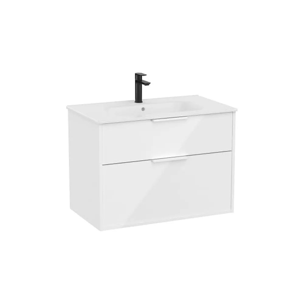 Mueble base compacto suspendido con lavabo porcelana blanco brillo 80x46x58 cm Roca - Vista 1