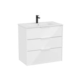 Mueble Base Suspendido con Tres Cajones y Lavabo de Porcelana 80x46x75cm Gloss White Roca