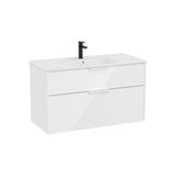 Mueble Base Compacto Suspendido con 2 Cajones y Lavabo Porcelana Gloss White Roca