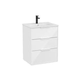 Mueble Base Suspendido con Tres Cajones y Lavabo de Porcelana Gloss White Roca