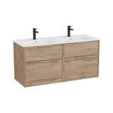 Mueble Base Suspendido con Cuatro Cajones y Lavabo Doble Porcelana 120x46x58cm Roca