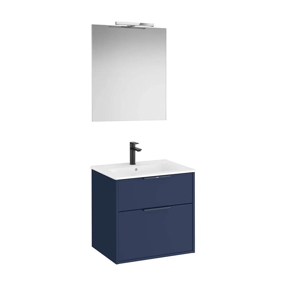 Pack mueble base compacto dos cajones lavabo porcelana espejo led aplique Starlight Roca - Vista 2