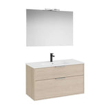 Meuble Sous Lavabo Compact 2 Tiroirs Avec Lavabo en Porcelaine X 58 Cm Miroir Led Starlight 100,5x46 cm Roca