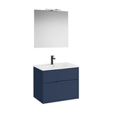 Mueble Base Compacto 2 Cajones Lavabo Porcelana Espejo Led Aplique Starlight Roca