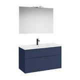 Mueble Base Compacto 2 Cajones Lavabo Porcelana Espejo Led 100x80cm Colección Unik Roca