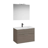 Móvel Base Compacto Dois Gavetões Com Lavatório Em Porcelana Espelho Com Aplique Led Starlight 80x80cm Roca