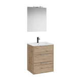 Ensemble Meuble Bas Suspendu 3 Tiroirs Avec Lavabo en Porcelaine Miroir Led Et Applique Starlight Roca