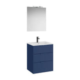 Meuble Bas Compact Trois Tiroirs Lavabo en Porcelaine Miroir Led Avec Applique Pour Salle de Bain Roca