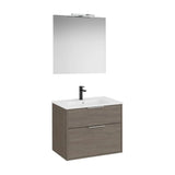 Mueble Base Compacto 2 Cajones Lavabo Porcelana Espejo Led Aplique Starlight Roca