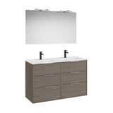 Mueble Base Compacto Seis Cajones Lavabo Doble Porcelana Espejo Aplique Starlight Roca