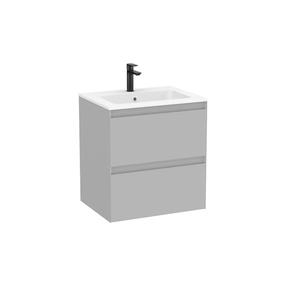 Mueble base suspendido con dos cajones y lavabo porcelana blanco 61x46x65 cm Roca - Vista 1