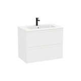Meuble Bas Suspendu 2 Tiroirs Avec Lavabo en Porcelaine Blanc Mat X 65 Cm Compatible Rangement 81x46 cm Roca
