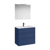 Compact Base Unit Three Drawers Porcelain Washbasin LED Mirror Wall Light Starlight Roca