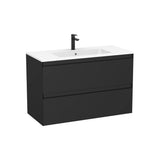 Meuble Bas Suspendu Avec Deux Tiroirs Et Lavabo en Porcelaine Blanche X 65 Cm 101x46 cm Roca