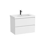 Meuble Bas Suspendu Avec Lavabo Carré Fineceramic X 62,5 Cm Deux Tiroirs Blanc Mat 80x46 cm Roca