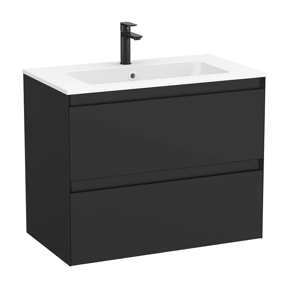 Mueble base suspendido dos cajones lavabo porcelana blanco 81x46x65 cm Roca - Vista 2
