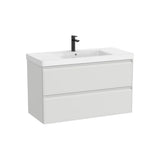 Meuble Bas Suspendu Avec Lavabo Fineceramic Centré X 62,5 Cm 2 Tiroirs Fermeture Amortie Pvc Gris Pierre 100x46 cm Roca