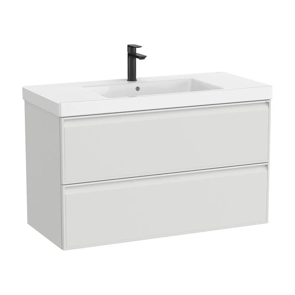 Mueble base suspendido con lavabo Fineceramic centrado 100x46x62 cm Roca - Vista 2