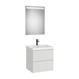 Mueble Base 2 Cajones Lavabo Fineceramic Espejo Led 60x46x62cm Colección Eidos Roca