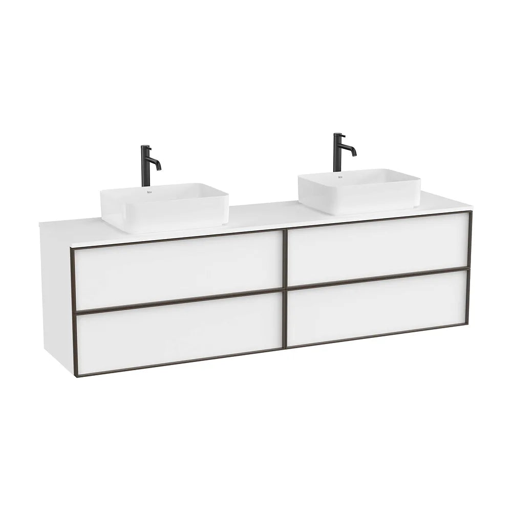 Mueble base suspendido con cuatro cajones para lavabo sobre encimera 197x48x56 cm Roca - Vista 2