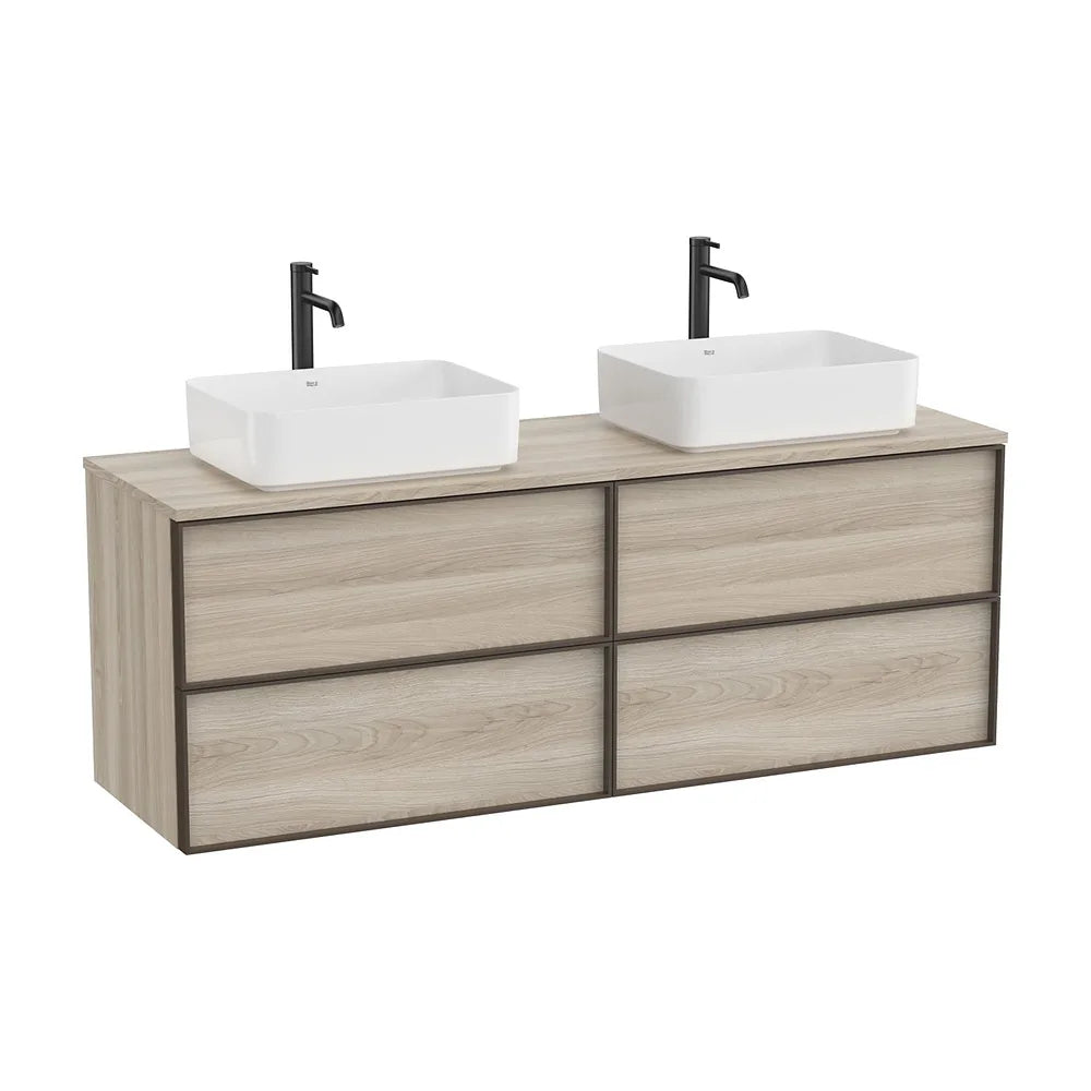Mueble base suspendido cuatro cajones para lavabo sobre encimera 1576x48x56 cm Roca - Vista 2
