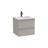 Meuble Bas Suspendu Deux Tiroirs Et Lavabo en Porcelaine Blanc Mat X 56 Cm 61x51 cm Roca