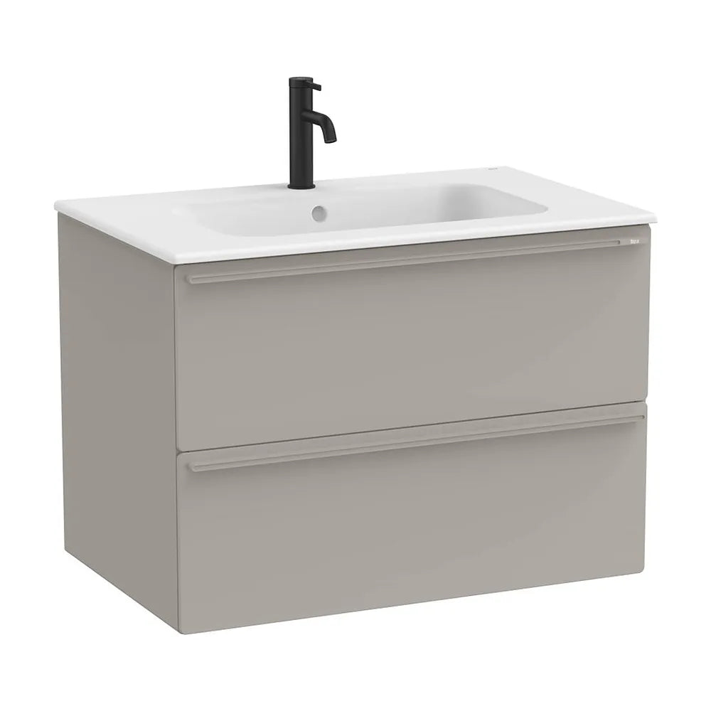 Mueble base suspendido con dos cajones y lavabo porcelana blanco mate 81x51x56 cm Roca - Vista 2