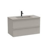 Meuble Bas Suspendu Deux Tiroirs Avec Lavabo en Porcelaine Gris Sable X 56,5 Cm 101x51 cm Roca