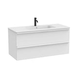 Meuble Bas Suspendu À Deux Tiroirs Avec Lavabo en Porcelaine Blanc Mat 1210x510x565mm Roca