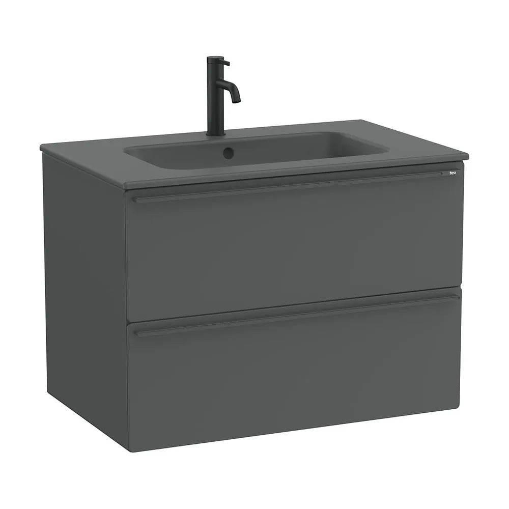 Mueble base suspendido con dos cajones y lavabo porcelana 81x51x56 cm Roca - Vista 2