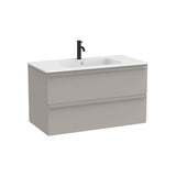 Mueble Base Suspendido 2 Cajones Lavabo Porcelana 101x51x56cm Blanco Mate Roca