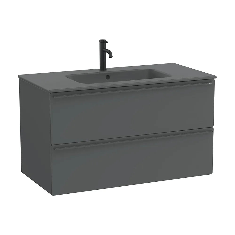 Mueble base suspendido con dos cajones y lavabo porcelana 101x51x56 cm Roca - Vista 2