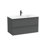 Meuble Bas Suspendu 2 Tiroirs Avec Plan Lavabo en Porcelaine Blanc Mat X 56 Cm 101x51 cm Roca