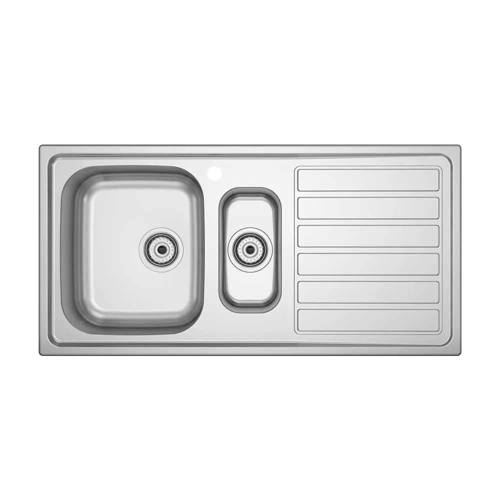 Fregadero de Acero Inoxidable 2 Cubetas con Escurridor Derecho 5 Cm 40x34x17 cm Roca - Vista 2