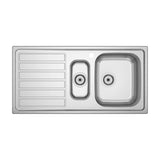 Fregadero de Acero Inoxidable 2 Cubetas con Escurridor Izquierdo y Orificio para Grifería Roca