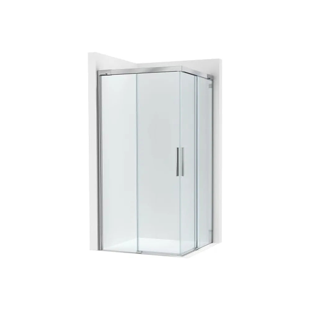 Lateral Ducha 1 Hoja Corredera 1 Fija Cristal Transparente Plata Brillo 200x90cm Roca - Vista 1