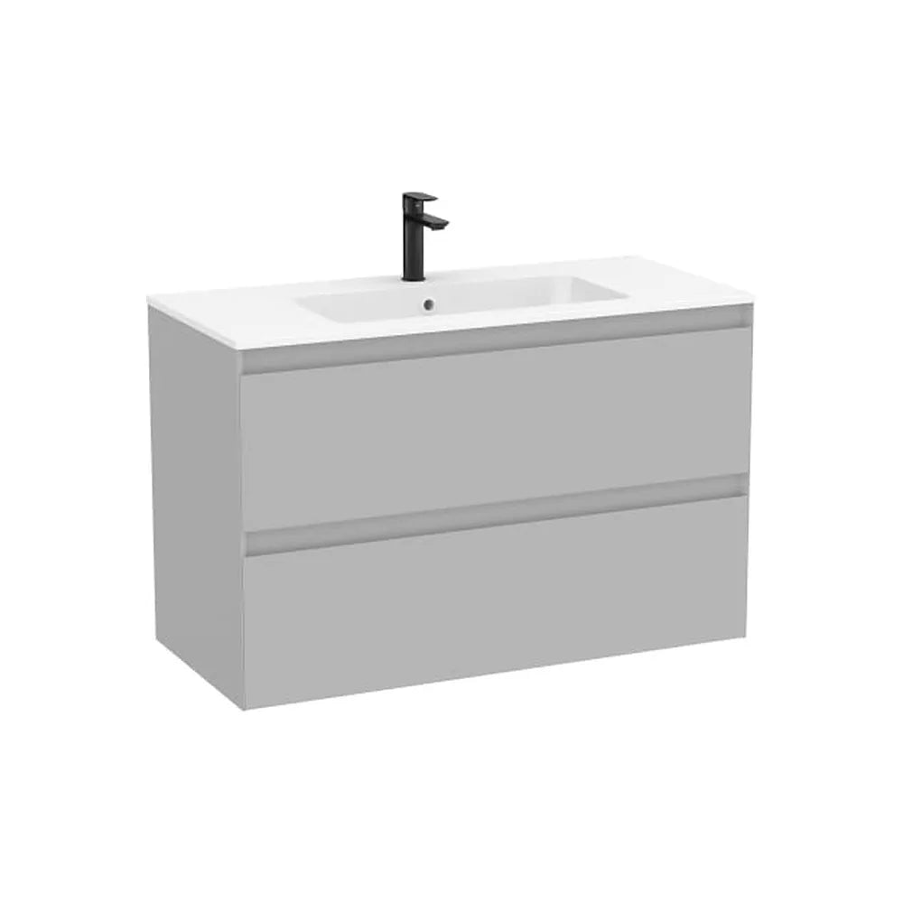 Mueble base suspendido dos cajones lavabo porcelana blanco 101x46x65 cm Roca - Vista 1
