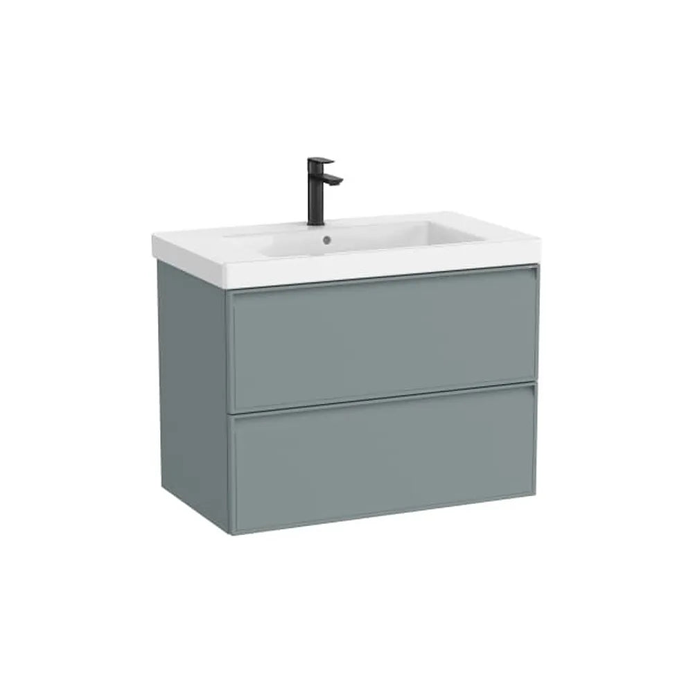 Mueble Base Suspendido con Lavabo Cuadrado Fineceramic 80x46x62cm Roca - Vista 1