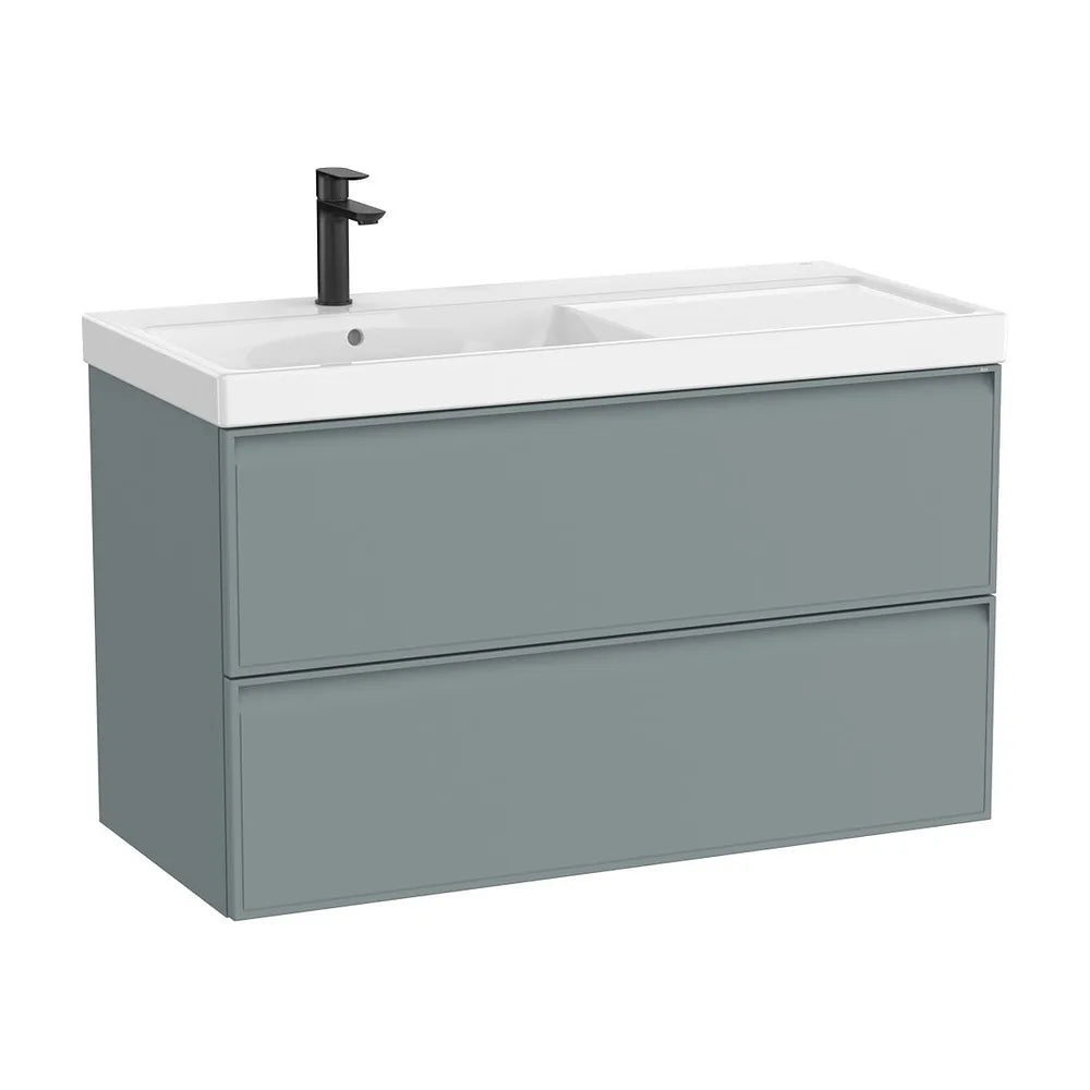 Mueble base suspendido con dos cajones y lavabo Fineceramic a la izquierda 100x46x62 cm Roca - Vista 2