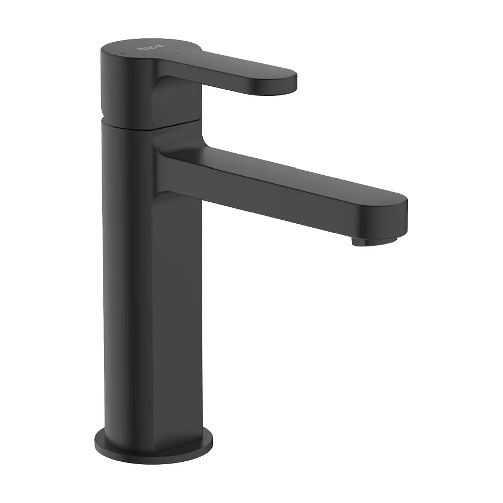 Grifería Monomando Lavabo Caño Mezzo Cuerpo Liso Apertura Fría Negro Mate Roca - Vista 1