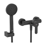 Exposed Single-Lever Shower Mixer with Flexible Hand Shower Stella 150 cm Matte Black Roca