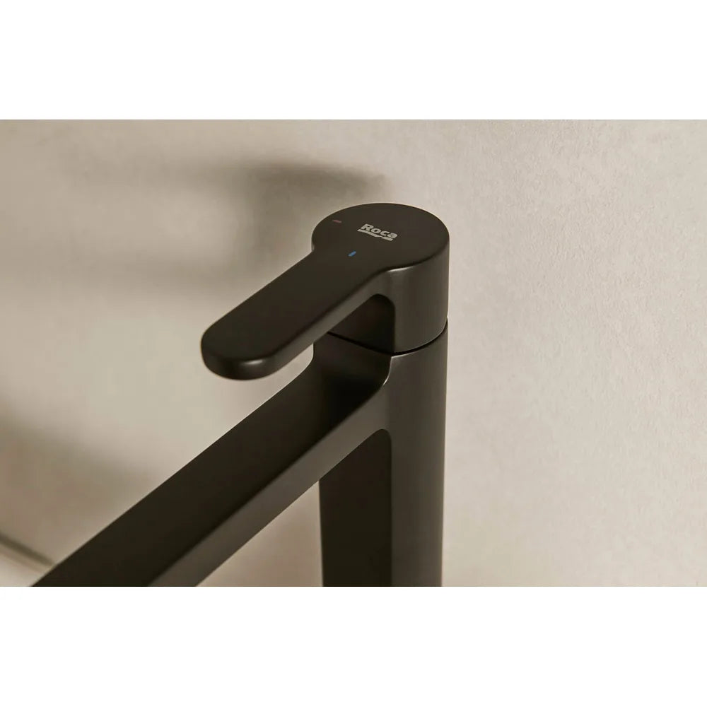 Grifería Monomando para Lavabo Caño Alto Cuerpo Liso Negro Mate Roca - Vista 2