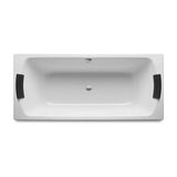 Bañera Rectangular con Dos Apoyacabezas Acero Lun Blanco Roca
