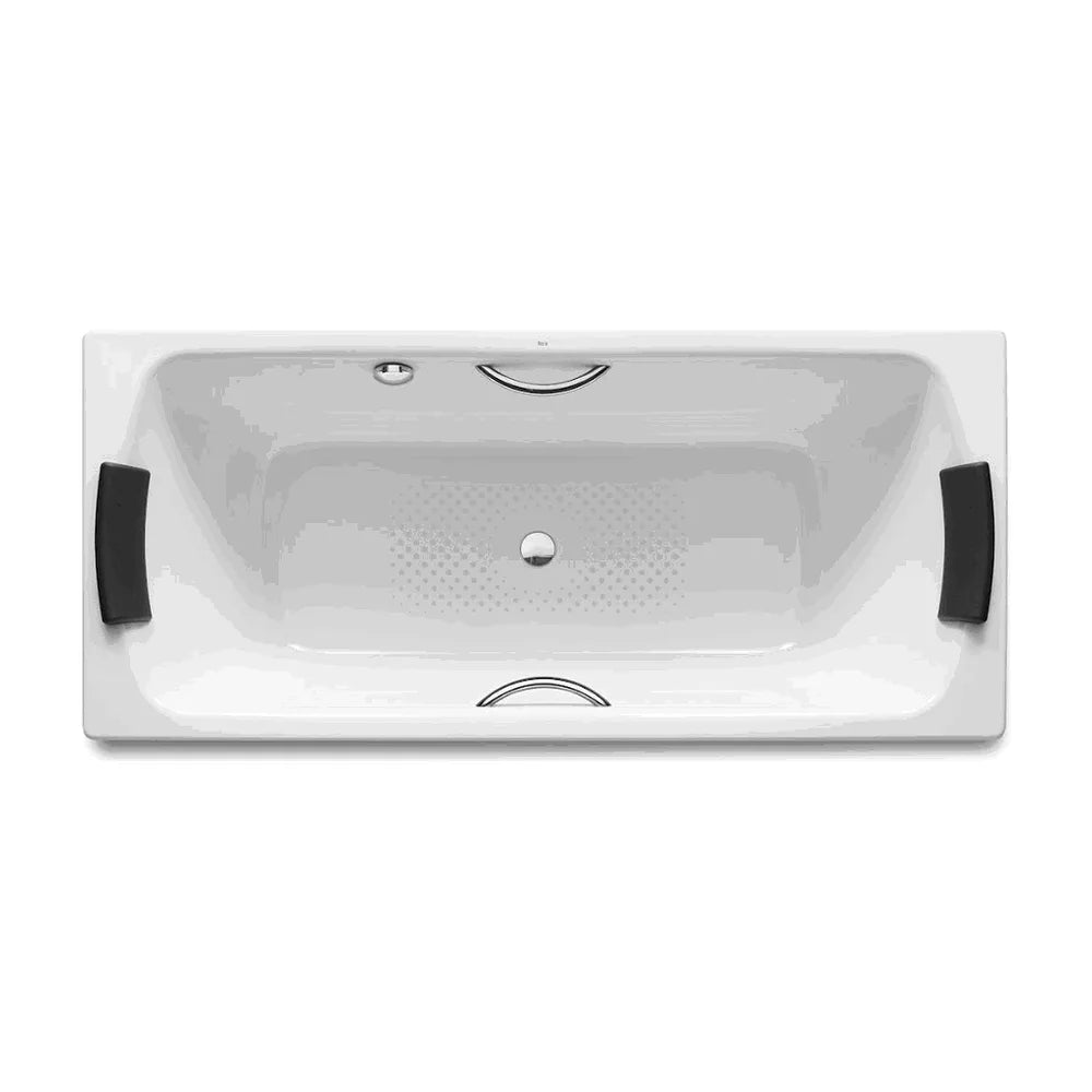 Bañera rectangular con dos apoyacabezas fabricada en acero de color blanco Lun Roca - Vista 3