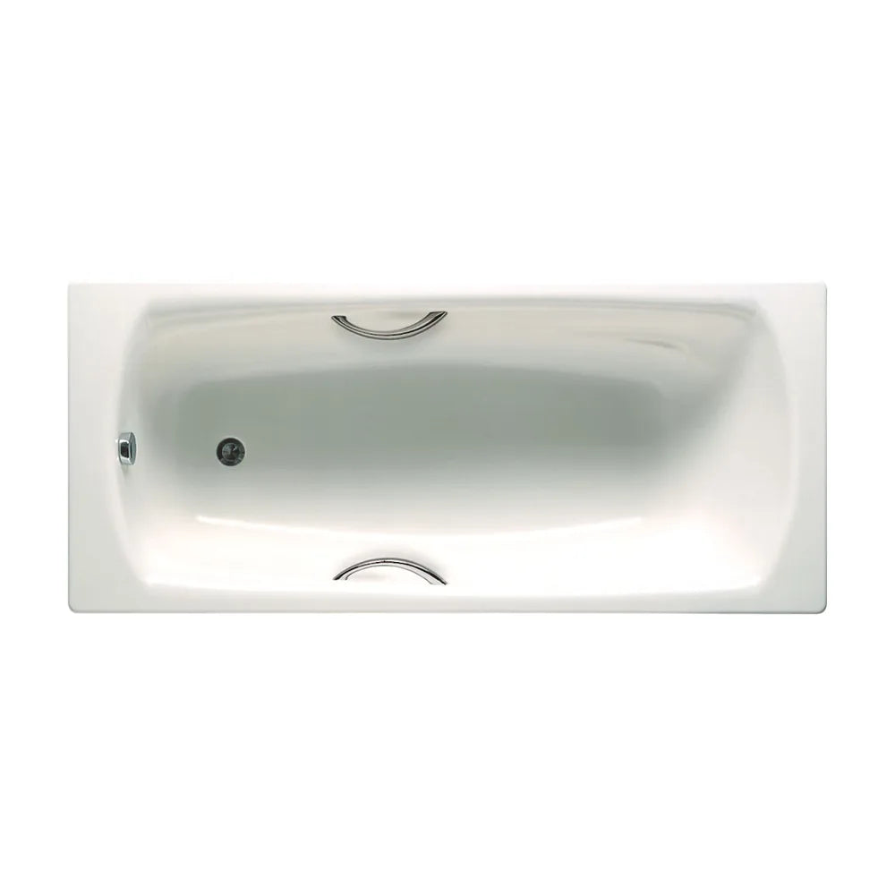 Bañera de forma rectangular con dos asas fabricada en acero de color blanco Swing ROCA - Vista 1