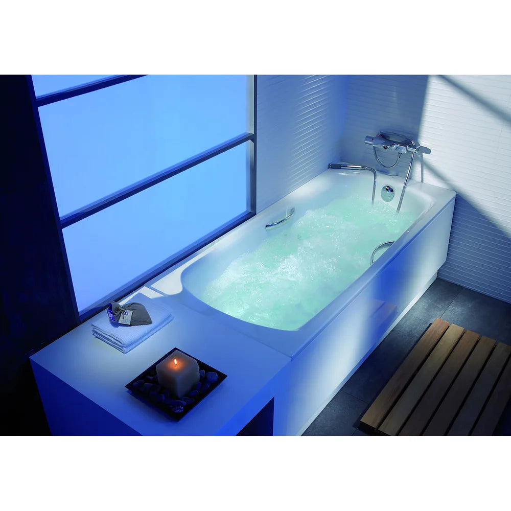 Bañera de forma rectangular con dos asas fabricada en acero de color blanco Swing ROCA - Vista 4