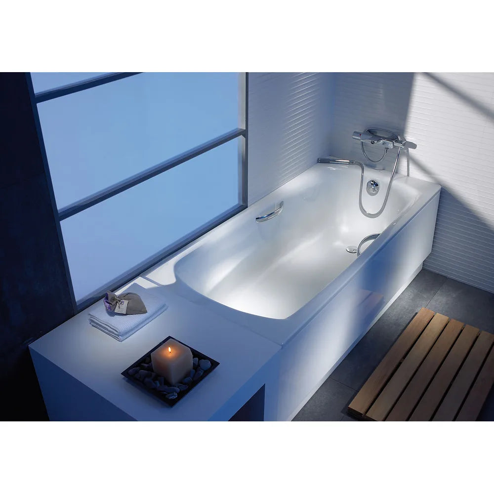 Bañera de forma rectangular con dos asas fabricada en acero de color blanco Swing ROCA - Vista 3