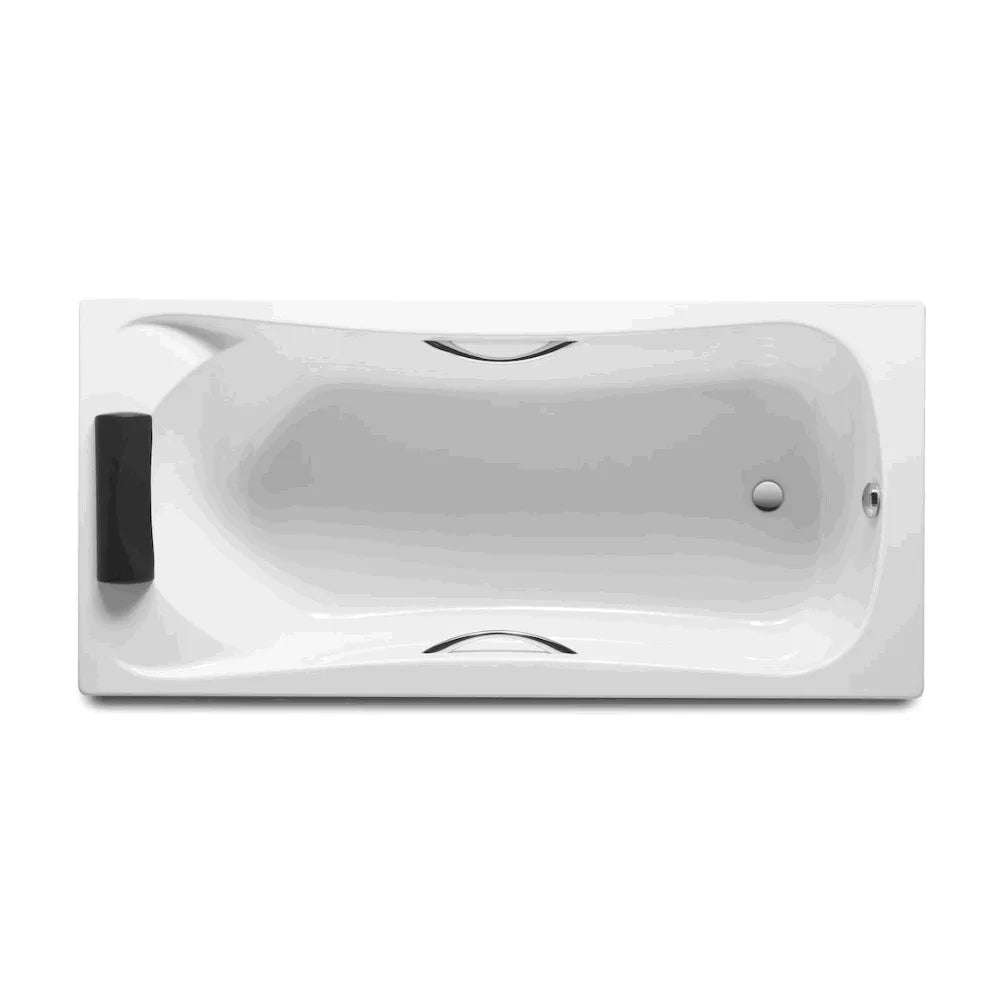 Bañera rectangular con dos asas y reposacabezas de 180 cm fabricada en acrílico de color blanco Becool Roca - Vista 1