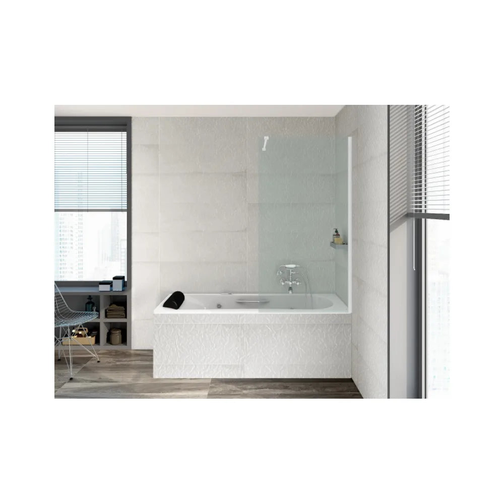 Bañera rectangular con reposacabezas y dos asas de 170 cm fabricada en acrílico de color blanco Becool Roca - Vista 2